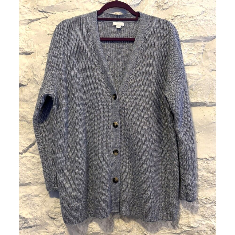 J.Jill Chunky Knit Cardigan Sweater Relaxed Oversized Button Front Cozy Layer Lg